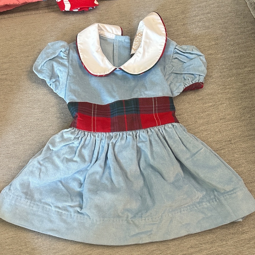 The Beaufort Bonnet Company Blue and Red Plaid Kids Dress